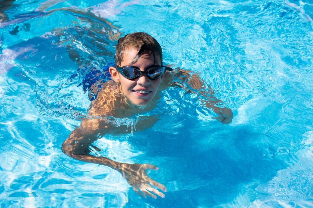 Boy wearing goggles