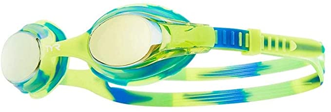 Swimple Tie Dye Mirrored Kids Goggles - Gold/Green